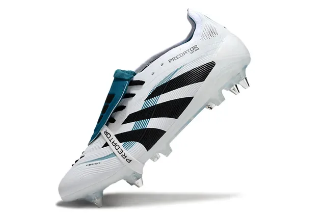 Adidas Predator Blanc Noir Teal Chaussures de Football Sol Firme 3
