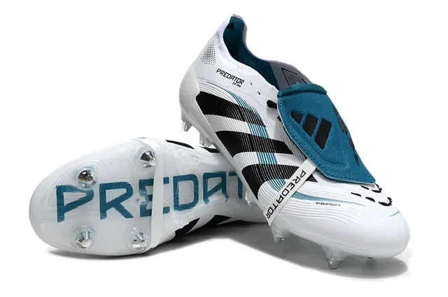 Adidas Predator Blanc Noir Teal Chaussures de Football Sol Firme 4