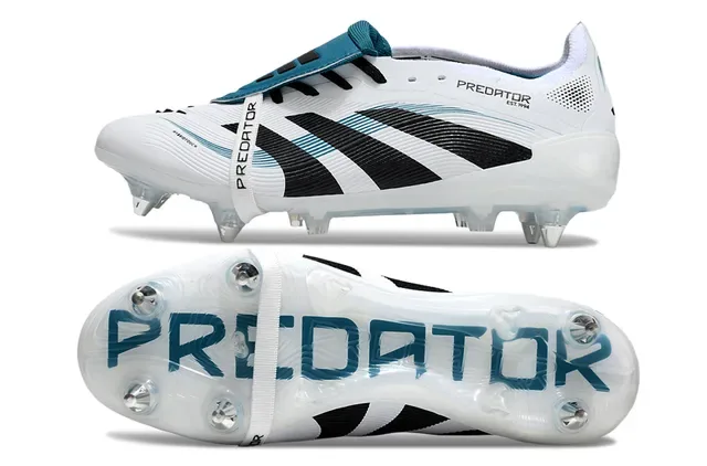 Adidas Predator Blanc Noir Teal Chaussures de Football Sol Firme 6