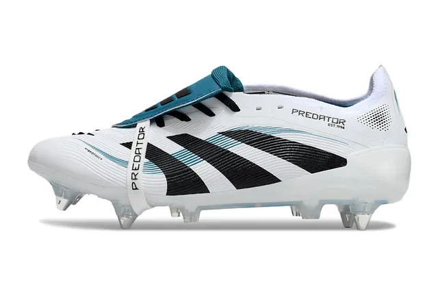 Adidas Predator Blanc Noir Teal Chaussures de Football Sol Firme 7