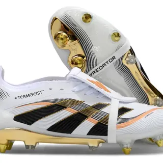 Adidas Predator White Gold Cage-Style Upper Soleplate Firm-Ground Soccer Shoes