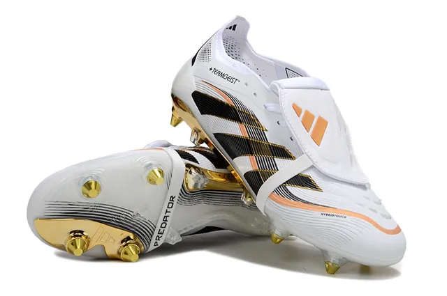 Adidas Predator White Gold Style Cage Haut Plaque Sol Ferme Chaussures de Football 4