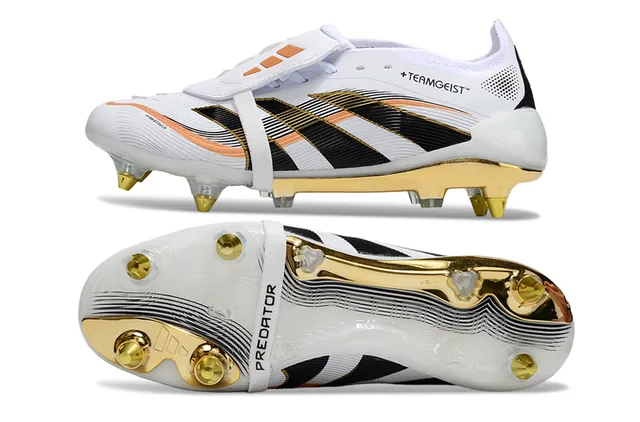 Adidas Predator White Gold Style Cage Haut Plaque Sol Ferme Chaussures de Football 6
