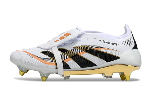 Adidas Predator White Gold Style Cage Haut Plaque Sol Ferme Chaussures de Football 7