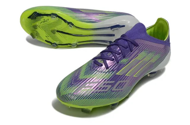 Adidas Purple Green Iridescent Gradient Upper Neon Lime Outsole Firm-Ground Soccer Shoes 5