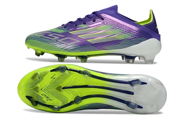 Adidas Purple Green Iridescent Gradient Upper Neon Lime Outsole Firm-Ground Soccer Shoes 7