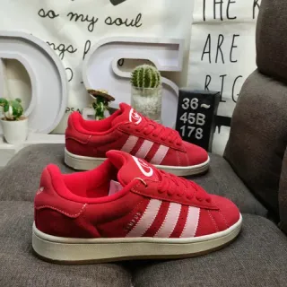 Adidas Red Pink Low-Top Suede Upper Lifestyle Sneakers