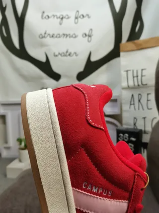 Adidas Red Pink Low-Top Suede Upper Lifestyle Sneakers 3