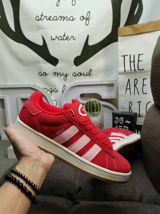 Adidas Red Pink Low-Top Suede Upper Lifestyle Sneakers 5
