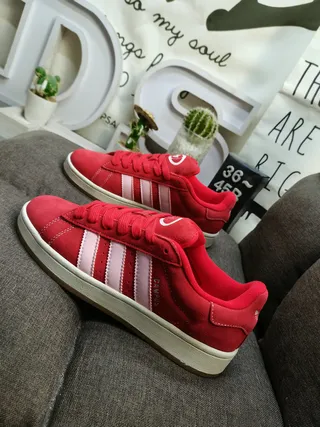 Adidas Red Pink Low-Top Suede Upper Lifestyle Sneakers 7