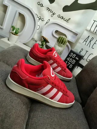 Adidas Red Pink Low-Top Suede Upper Lifestyle Sneakers 9
