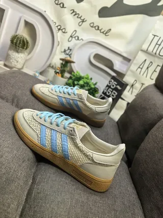 Adidas Samba Beige and Light Blue Lifestyle Sneakers 7