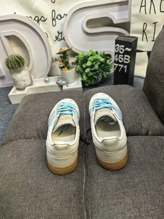 Adidas Samba Beige and Light Blue Lifestyle Sneakers 8
