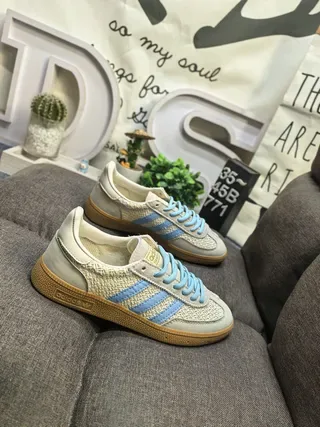 Adidas Samba Beige and Light Blue Lifestyle Sneakers 9
