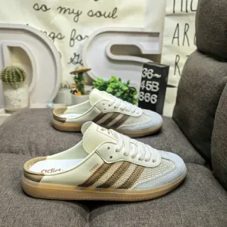 Adidas Samba 米棕色 便穿穆勒 系带前 乐福鞋