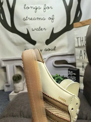 Adidas Samba Beige Brown Slip-On Mule Lace-Up Front Loafer 3