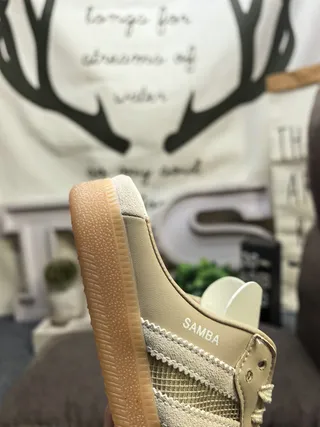 Adidas Samba Beige Mesh-Suede Open-Back Loafers 3