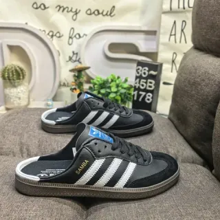 Adidas Samba Black and White Slip-On Mule Sneakers