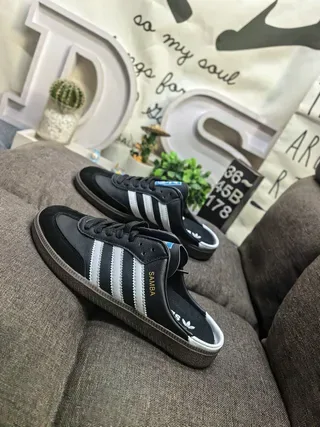 Adidas Samba Black and White Slip-On Mule Sneakers 7