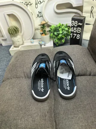Adidas Samba Black and White Slip-On Mule Sneakers 8
