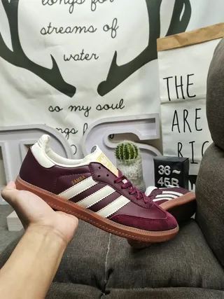 Adidas Samba Burgundy and White Tênis Lifestyle 5