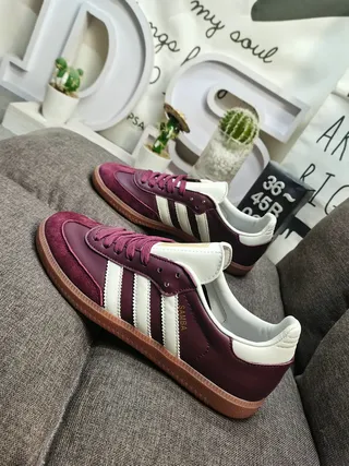Adidas Samba Burgundy and White Tênis Lifestyle 7