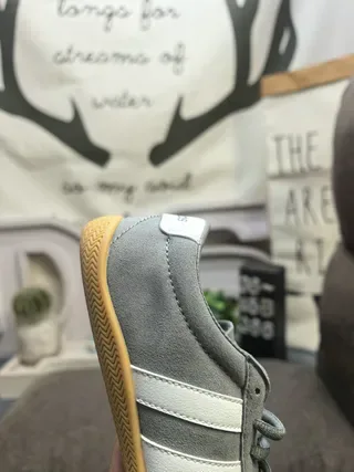 Adidas Samba Gray White Suede Upper Three Stripes Lifestyle Sneakers 3
