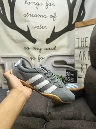 Adidas Samba Gray White Suede Upper Three Stripes Lifestyle Sneakers 5