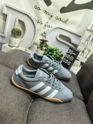 Adidas Samba Gray White Suede Upper Three Stripes Lifestyle Sneakers 9