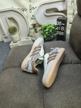 Adidas Samba Lace Overlay Brown and Cream Lifestyle Sneakers 6
