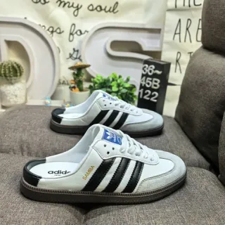 Adidas Samba Lace-Up Mule White Black Casual Shoes