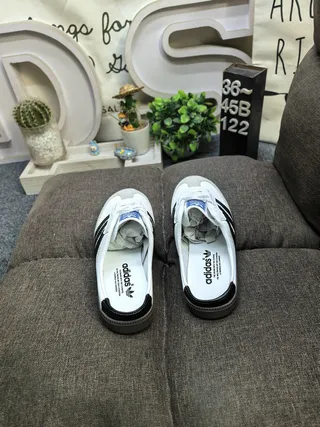 Adidas Samba Lace-Up Mule White Black Casual Shoes 8