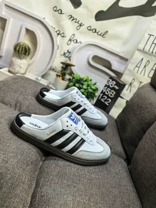Adidas Samba Lace-Up Mule White Black Casual Shoes 9