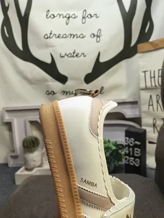 Adidas Samba Laceless Slip-On Off-White Beige Gum Lifestyle Sneakers 3