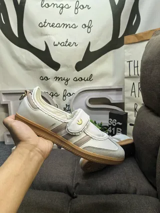 Adidas Samba Laceless Slip-On Off-White Beige Gum Lifestyle Sneakers 5