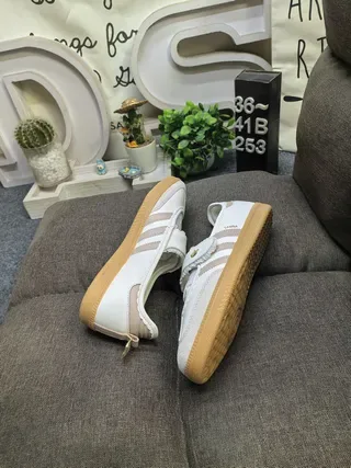 Adidas Samba Laceless Slip-On Off-White Beige Gum Lifestyle Sneakers 6