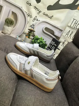 Adidas Samba Laceless Slip-On Off-White Beige Gum Lifestyle Sneakers 7
