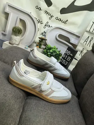 Adidas Samba Laceless Slip-On Off-White Beige Gum Lifestyle Sneakers 9