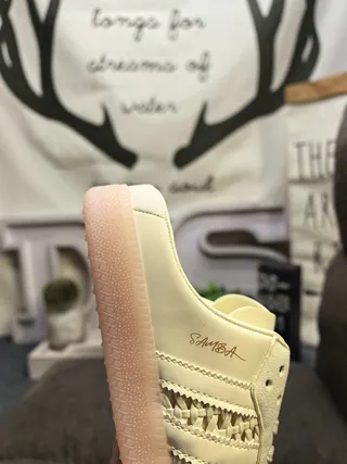 Adidas Samba Laceless Woven Cream Loafers 3