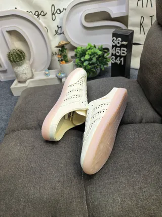 Adidas Samba Laceless Woven Cream Loafers 6