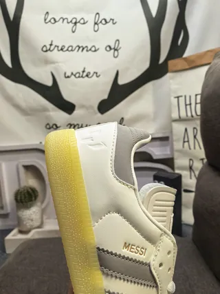Adidas Samba Messi Off-White and Gray Lifestyle Sneakers 3