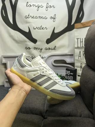 Adidas Samba Messi Off-White and Gray Lifestyle Sneakers 5