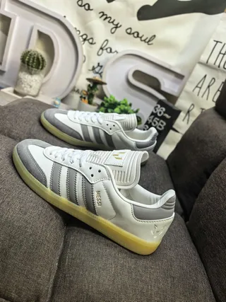 Adidas Samba Messi Off-White and Gray Lifestyle Sneakers 7