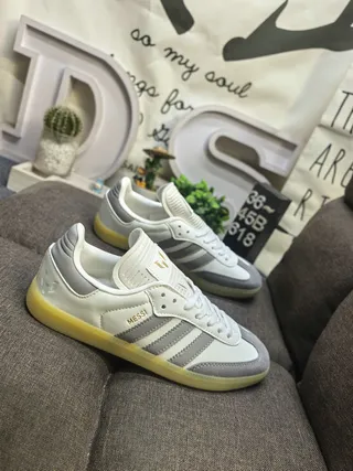 Adidas Samba Messi Off-White and Gray Lifestyle Sneakers 9