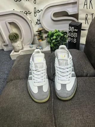 Adidas Samba Messi Off-White and Gray Lifestyle Sneakers 10