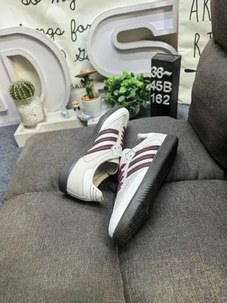Adidas Samba Off-White and Burgundy Lifestyle Sneakers 6