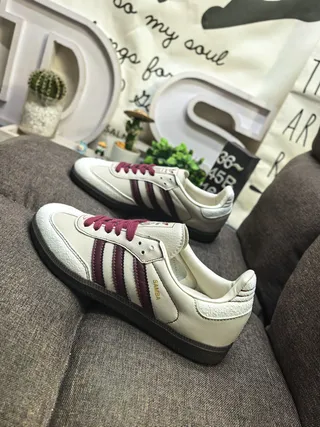 Adidas Samba Off-White and Burgundy Lifestyle Sneakers 7