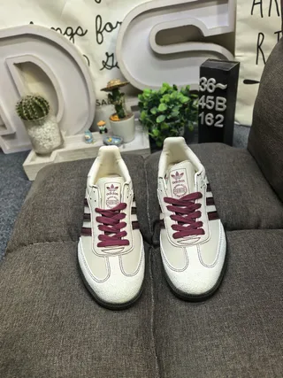 Adidas Samba Off-White and Burgundy Lifestyle Sneakers 10