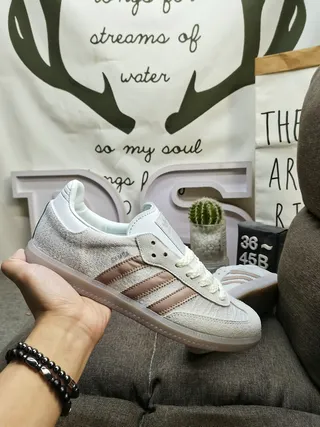 Adidas Samba OG Light Gray Beige Three-Stripe Lifestyle Sneakers 5