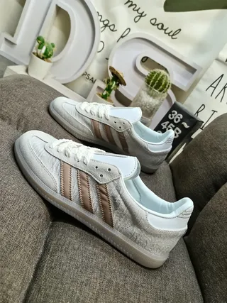 Adidas Samba OG Light Gray Beige Three-Stripe Lifestyle Sneakers 7
